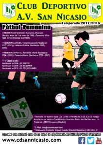 Cartel Captación CDAV San Nicasio Femenino 17-18