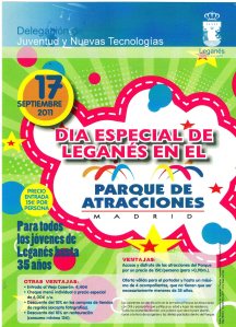 Cartel Dia de Leganés en el Parque de Atracciones de Madrid