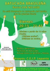 Cartel Curso de Batucada San Nicasio