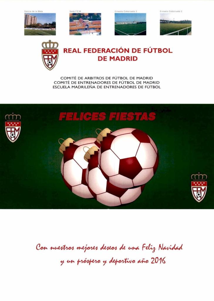 Felicitacion de Navidad Real Federacion de Futbol de Madrid 2015